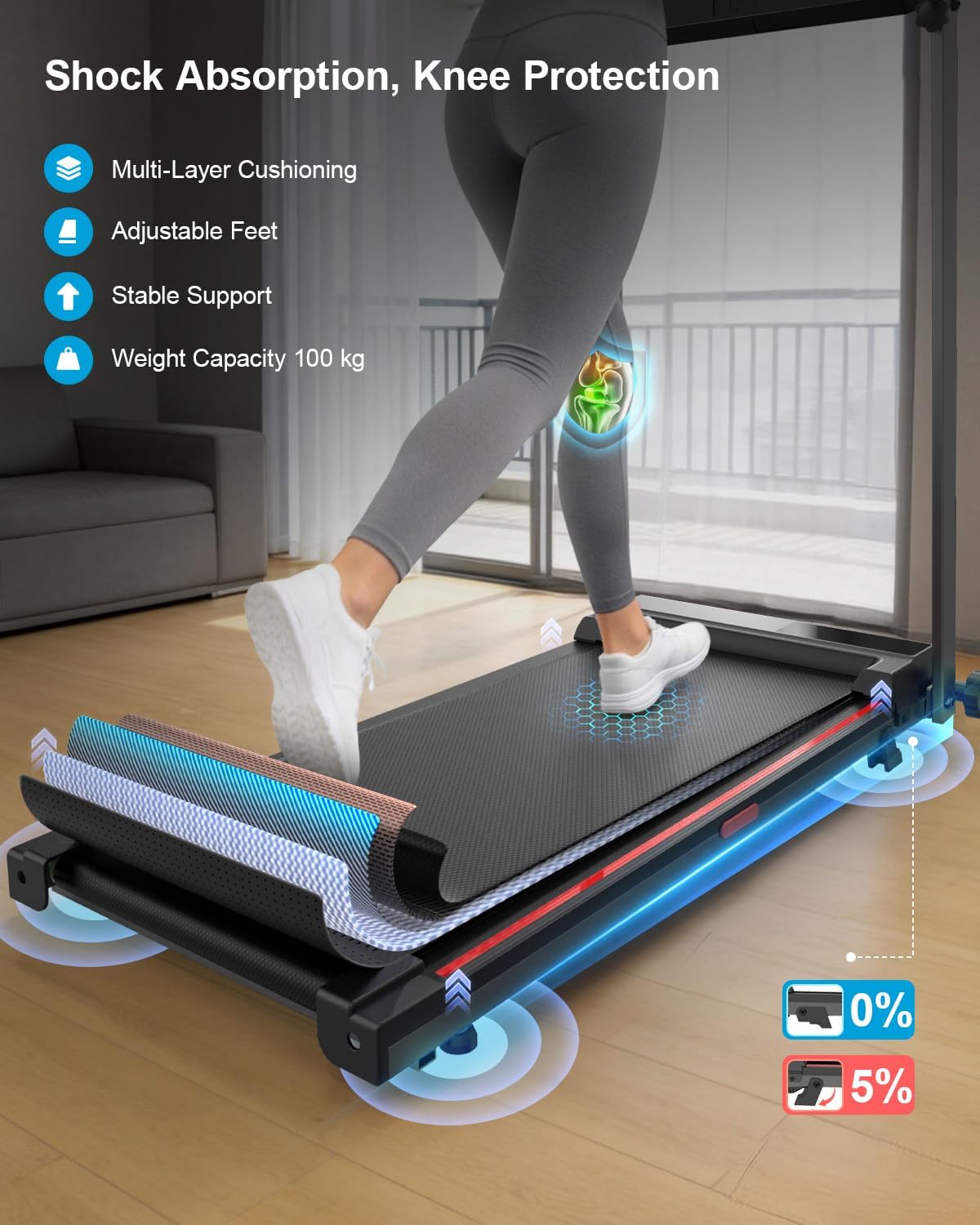 Treadmill for Home Foldable Walking Pad - Running Machine with Incline stable