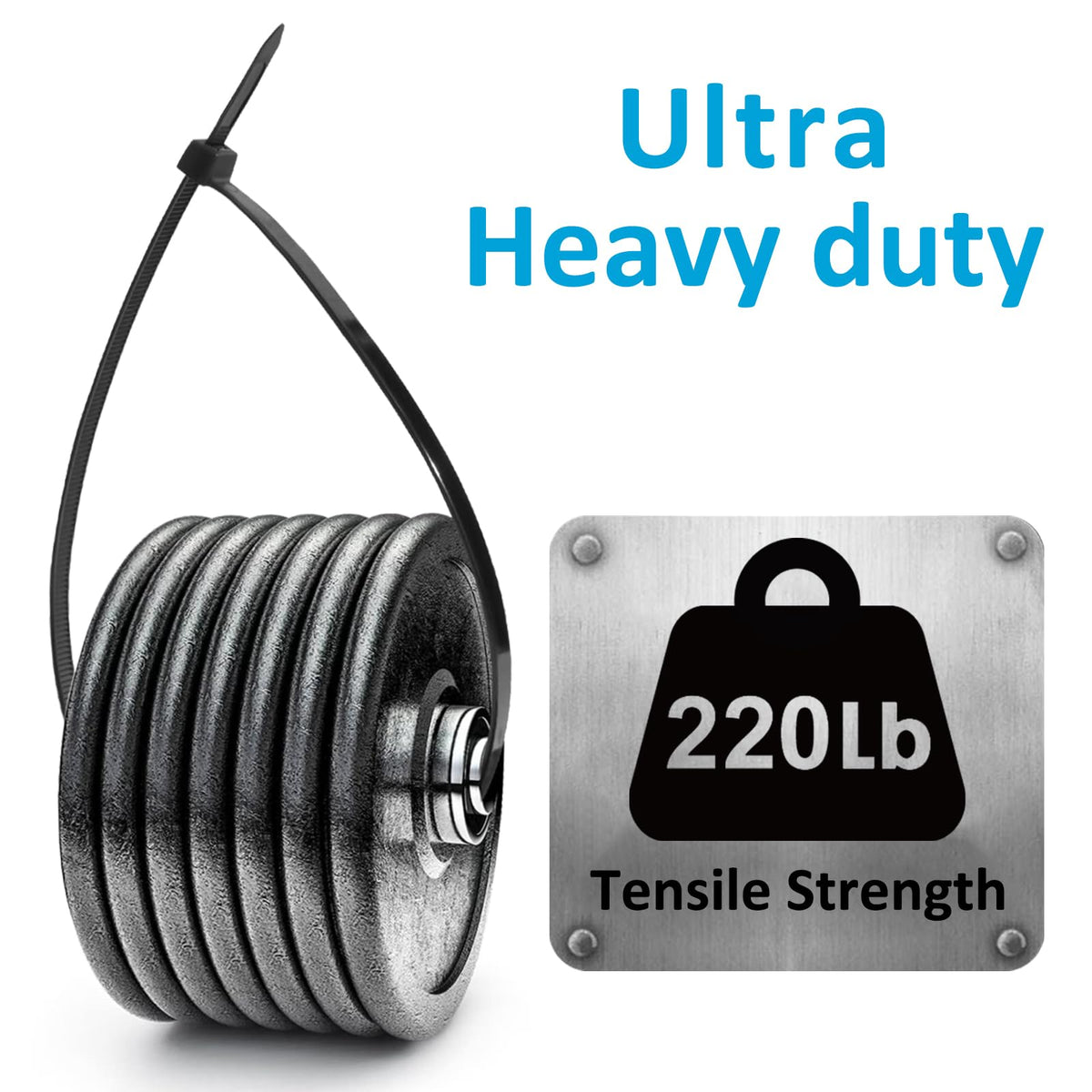 Zip Ties 8 inch (1000 Pack), 40lbs Tensile Strength, Black Cable Ties, Wire Ties for indoor and outdoor use, by Skalon