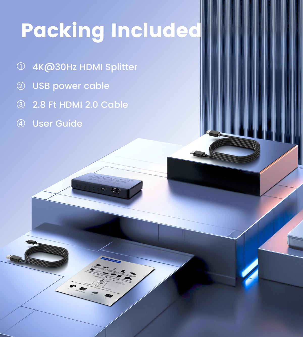 avedio links 4K@60Hz HDMI Splitter 1 in 2 out, Mirror Same Screen Only