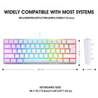 Snpurdiri 60% Wired Mechanical Gaming Keyboard, Ice Blue LED Backlit 61 Keys Mini Wired Office Keyboard for Windows Laptop PC Mac (Black-White, Red Switches)