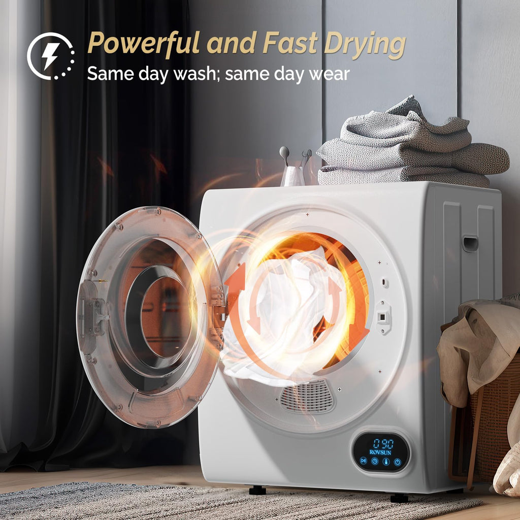 ROVSUN 25LBS Full-Automatic Washing Machine and 3.5CuFt Portable Clothes Dryer Set, Compact Laundry Washer and Dryer Combo Set with Stainless Steel Inner Tub, for Apartment, Dorms, Home