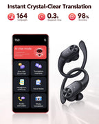 PocBuds Bluetooth Headphones Wireless Earbuds 80hrs Playtime Wireless Charging Case Digital Display Sports Ear Buds with Earhook Deep Bass IPX7 Waterproof Over-Ear Earphones for TV Phone Laptop Pink