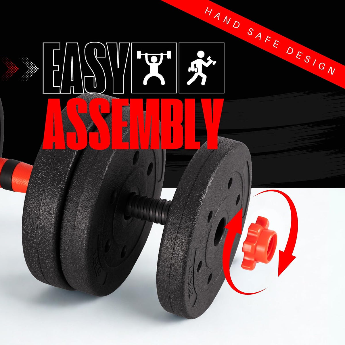 Straame 20KG Adjustable Dumbbell & Barbell Set, 2-in-1 Home Gym Weights Kit