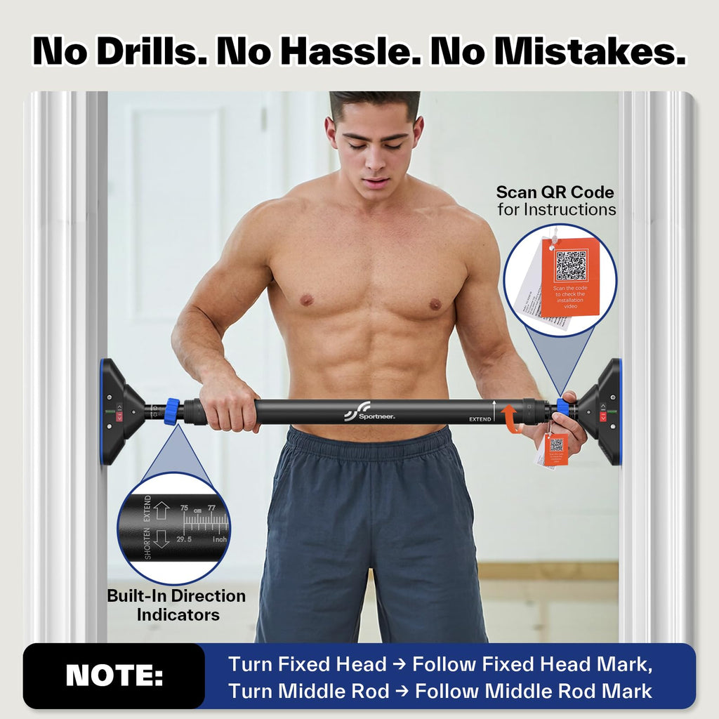 Sportneer Pull Up Bar Doorway Chin Up Bar No Screws