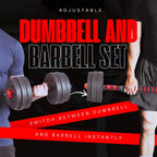 Straame 20KG Adjustable Dumbbell & Barbell Set, 2-in-1 Home Gym Weights Kit