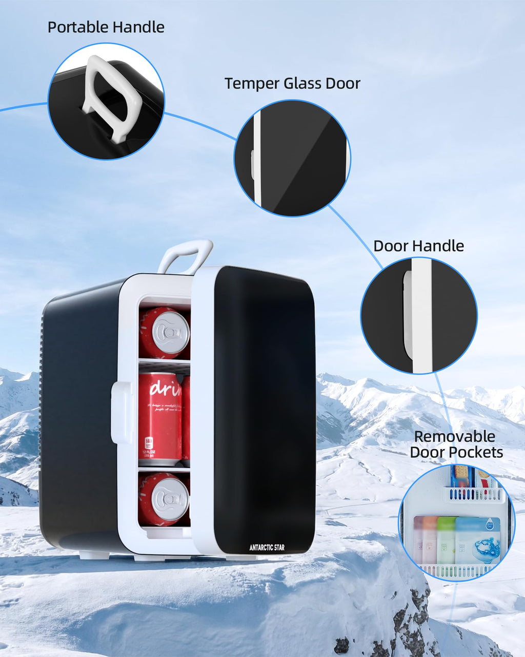 Antarctic Star 10L Compact Mini Fridge, 2.6 Gal Portable Small Refrigerator