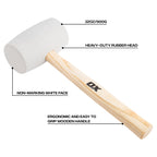 OX Trade Black Rubber Mallet 16oz / 450g, Non-Marking Hammer, Wooden Handle