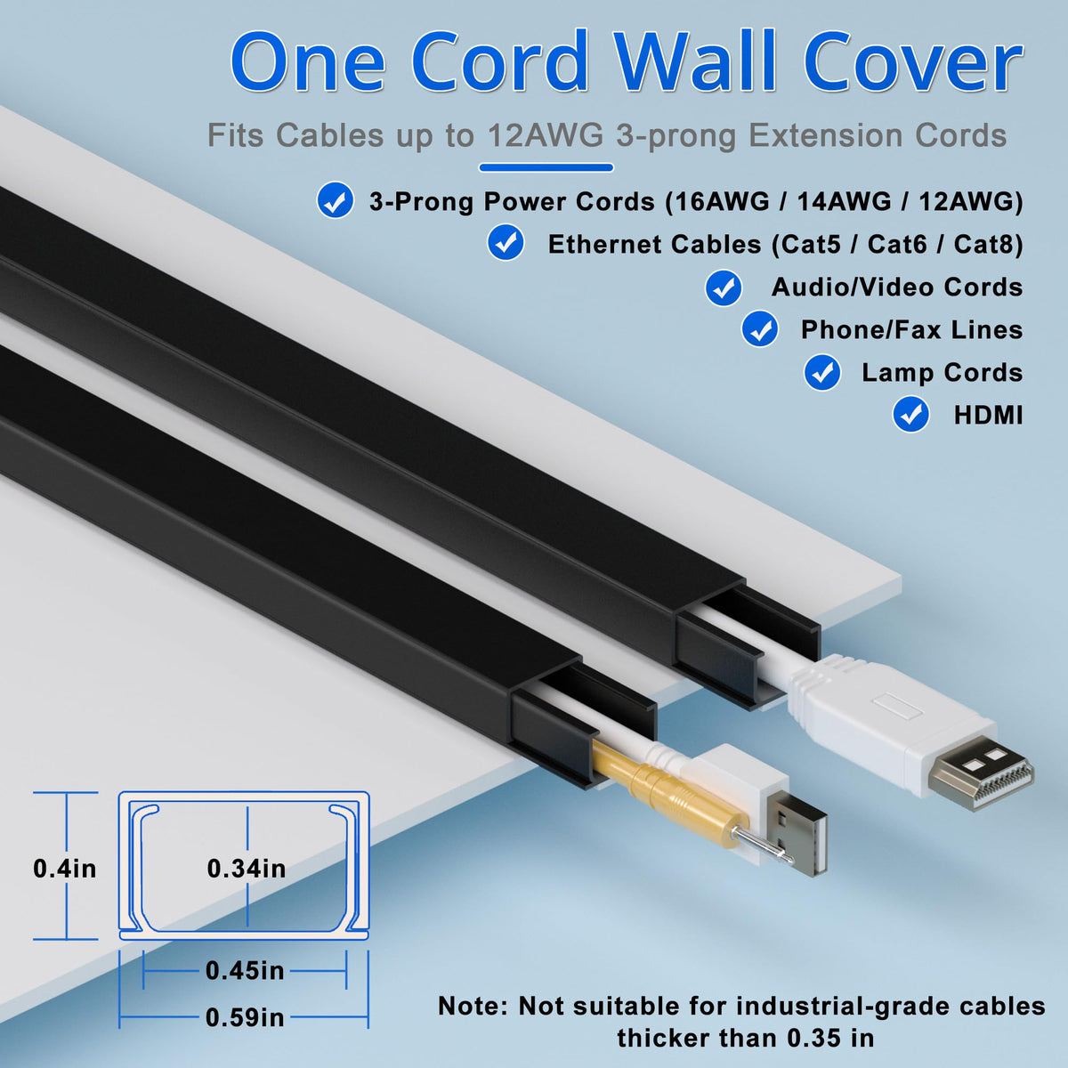 ZhiYo 43" Cord Covers for Wires on Wall, Beige Cord Hider, 0.7" W x 0.4" H
