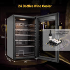 24" Dual Zone Wine and Beverage Refrigerator, Under Counter with Glass Door
