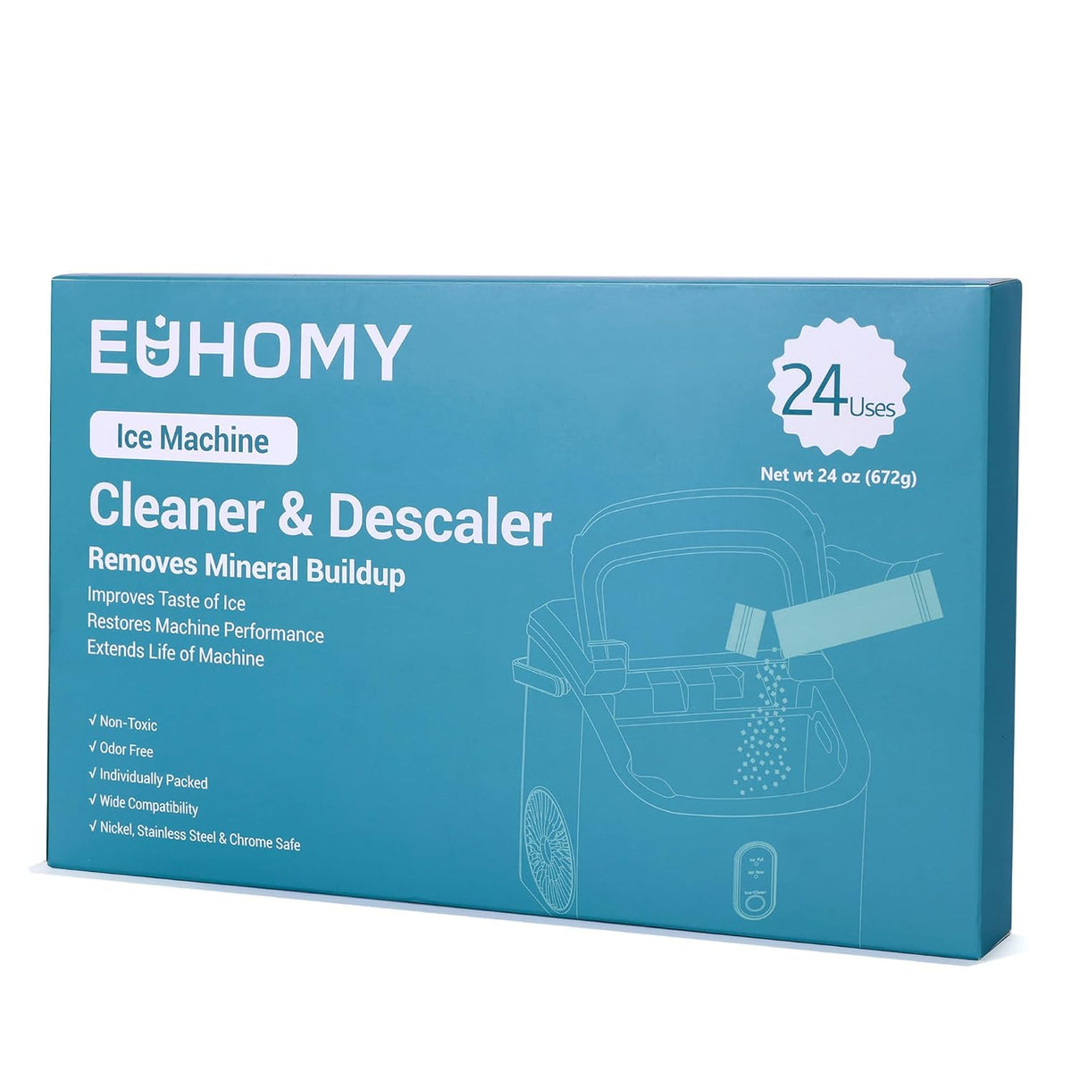 EUHOMY Ice Maker Cleaner & Descaler, 12 Uses & Individually Packed