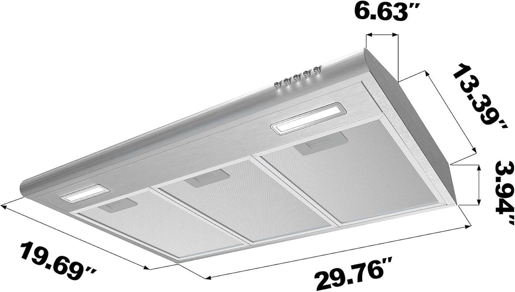 CIARRA Ductless Range Hood 30 inch Under Cabinet Hood Vent for Kitchen Ducted and Ductless Convertible CAS75918A