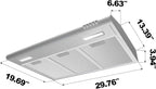 CIARRA Range Hood 30 Inch Under Cabinet Ductless Stainless Steel