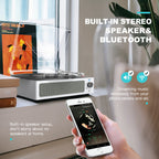 Seasonlife® Retro Vinyl Record Player with Stereo Speakers,Walnut Brown