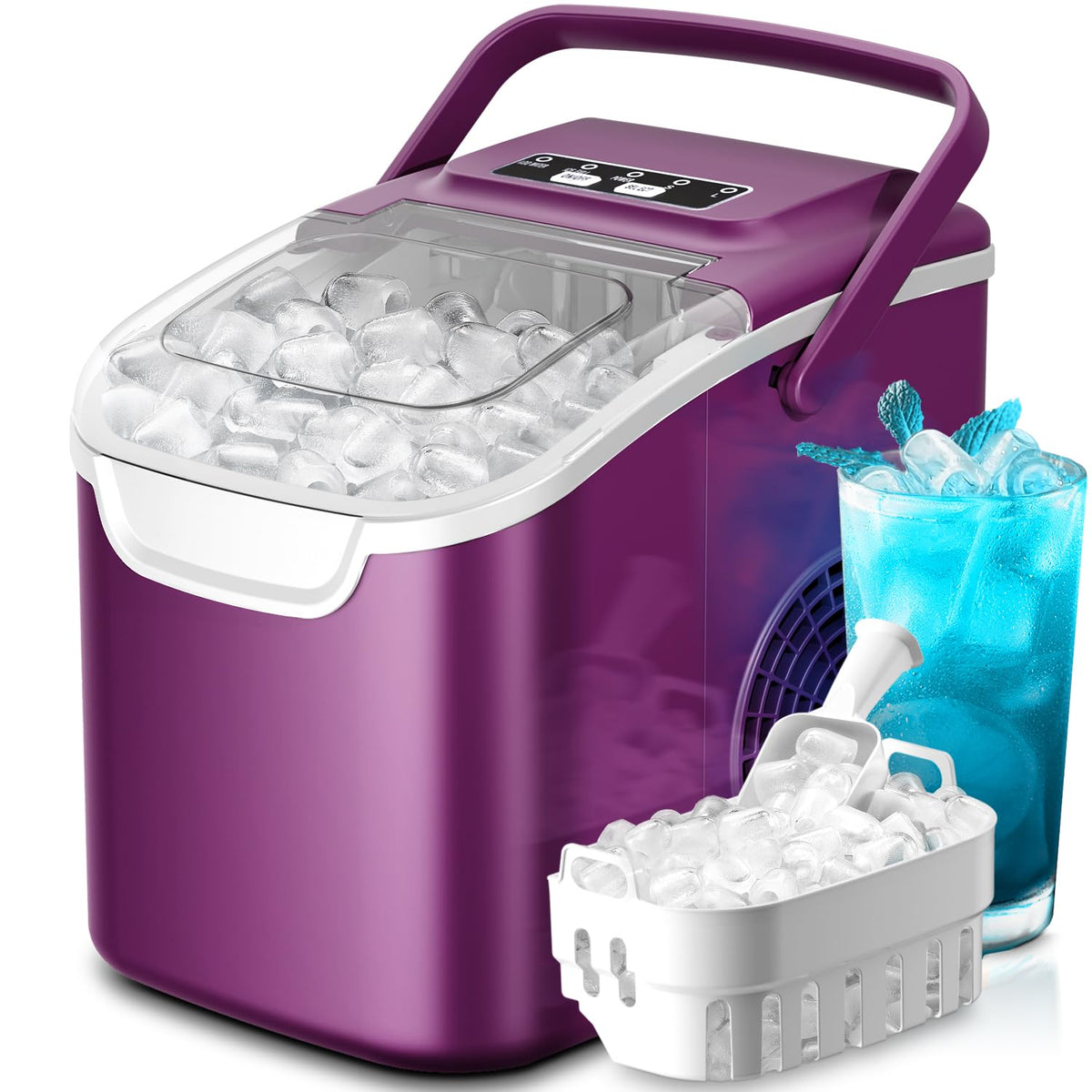 Crzoe Countertop Ice Maker, 26Lbs/24H,2 Sizes of Ice, Self-Cleaning,Black