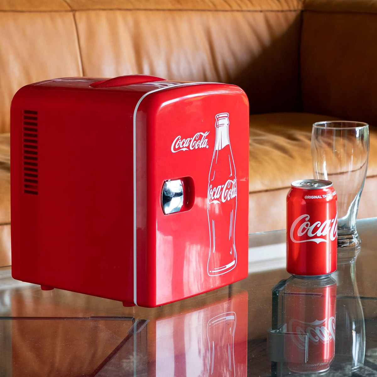 Coca-Cola 4L Mini Fridge, 6 Can, Classic Bottle Design, Red