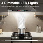 Range Hood 30 Inch, 900 CFM Wall Mount Range Hood with Voice, Gesture & Touch Control, Stainless Steel Kitchen Vent Hood with 4-Speed Fan, Adjustable LED Lights, Ducted/Ductless Convertible