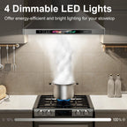 Range Hood 30 Inch, 900 CFM Wall Mount Range Hood with Voice, Gesture & Touch Control, Stainless Steel Kitchen Vent Hood with 4-Speed Fan, Adjustable LED Lights, Ducted/Ductless Convertible