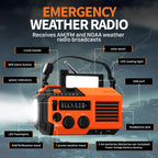 FosPower NOAA Emergency Weather Radio A1 7400mWh Solar Hand Crank (Orange)