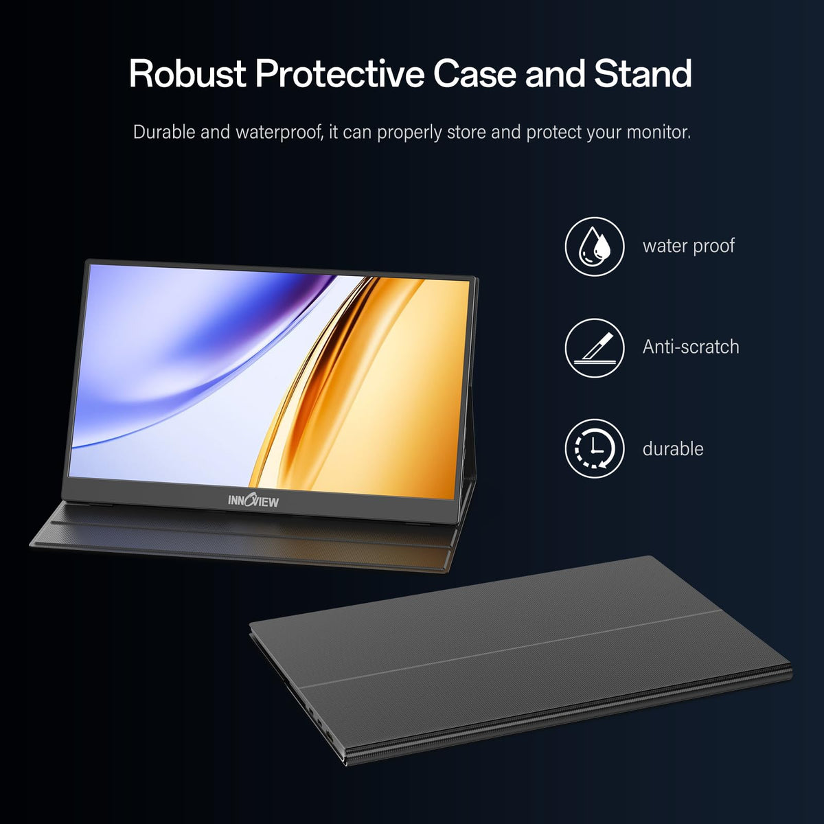 InnoView Portable Monitor, 15.6 Inch FHD 1080P HDMI USB C Second External Monitor for Laptop, Desktop, MacBook, Phones, Tablet, PS5/4, Xbox, Switch, Built-in Speaker with Protective Case