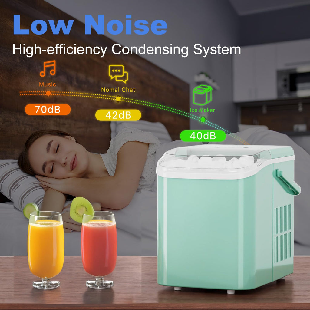 NEWBULIG Ice Makers Countertop with Handle, Portable Ice Machine