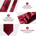 URAQT Men Solid Satin Necktie, 8cm Classic Formal Tie