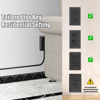 CABOCASA 3FT Flat Plug Extension Cord Power Strip 3 Outlets White Upward