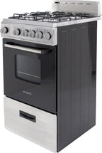 Avanti Compact Gas Range Oven, 4 Sealed Burners, 20-Inch, Stainless Steel