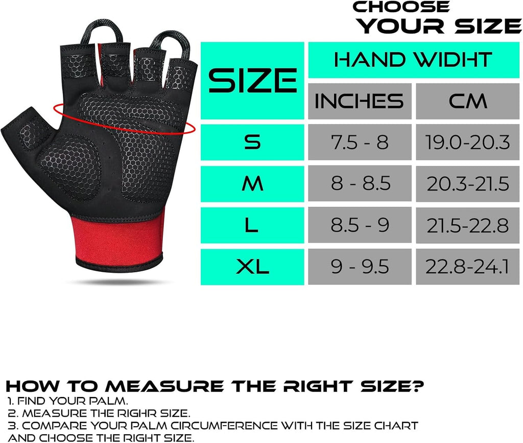 BEAST RAGE Gym Gloves Weight lifting Gloves Training Anti Slip Padded Palm Half Finger Powerlifting Workout Exercise Gloves for Men and Women