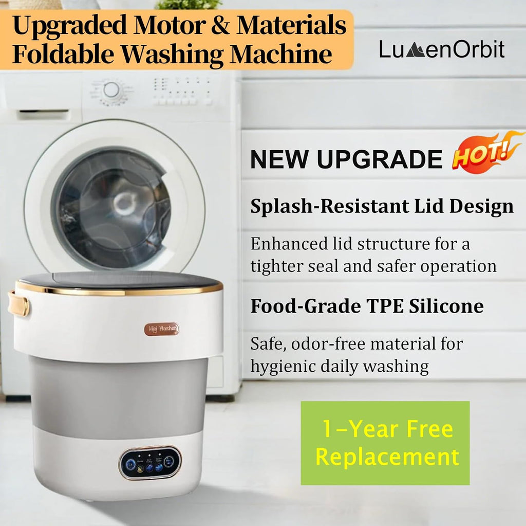 Portable Washing Machine with Spin Basket, Upgraded 20L Foldable Mini Washer【5-Min Wash・3-Min Spin・1-Year Free Replacement】Small Washing Machine for Travel, Dorms, RVs, Camping (Khaki)