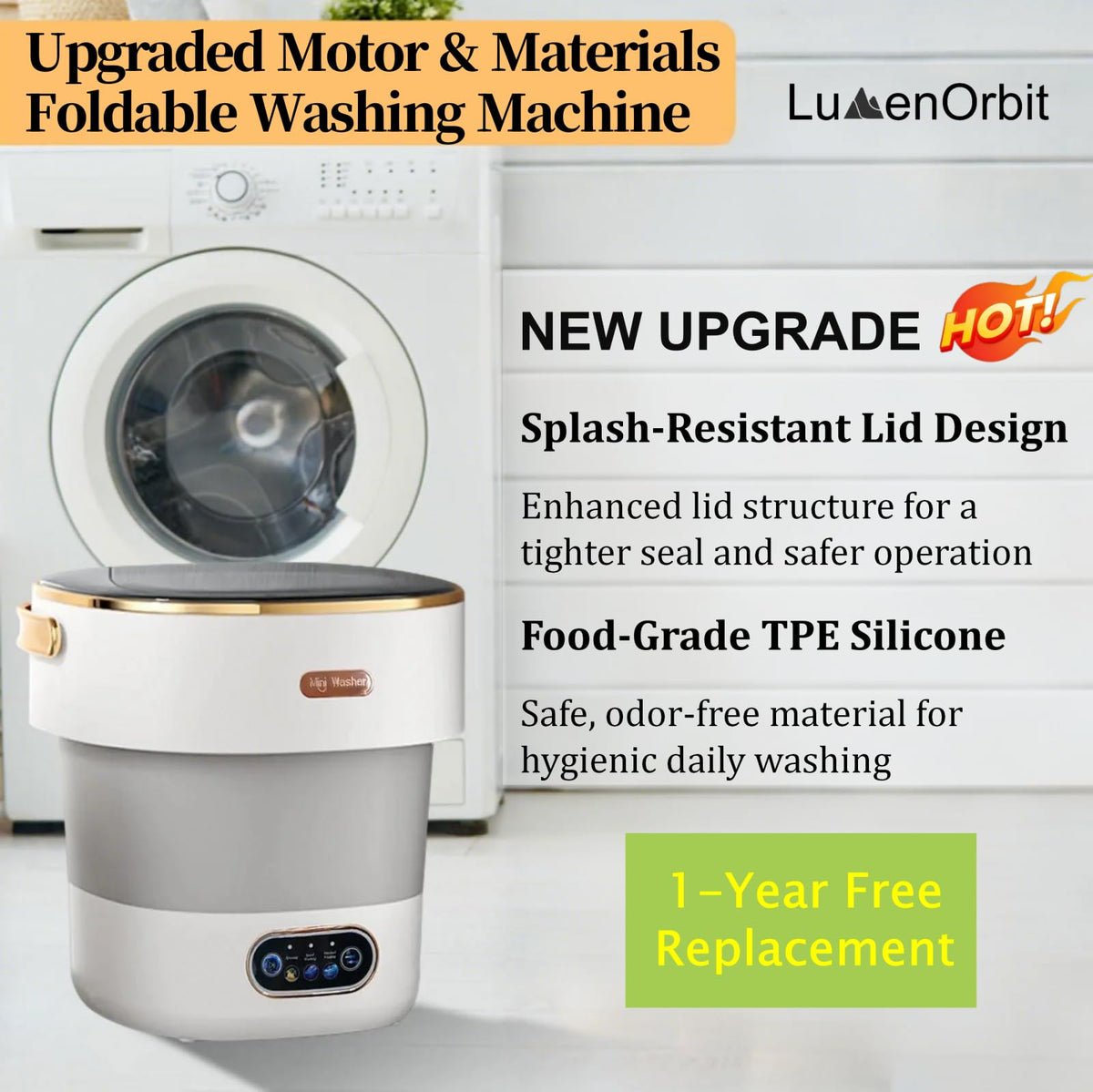 Portable Washing Machine with Spin Basket, Upgraded 20L Foldable Mini Washer【5-Min Wash・3-Min Spin・1-Year Free Replacement】Small Washing Machine for Travel, Dorms, RVs, Camping (Khaki)