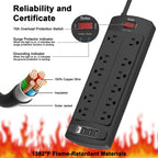 Yintar 6Ft Surge Protector Power Strip with 8 Outlets and 4 USB Ports