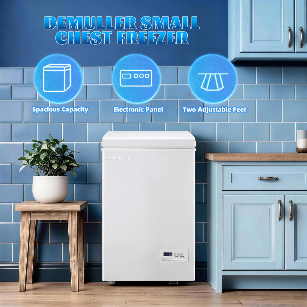 DEMULLER 3.2 CU.FT Small Deep Freezer with Electronic Panel Black