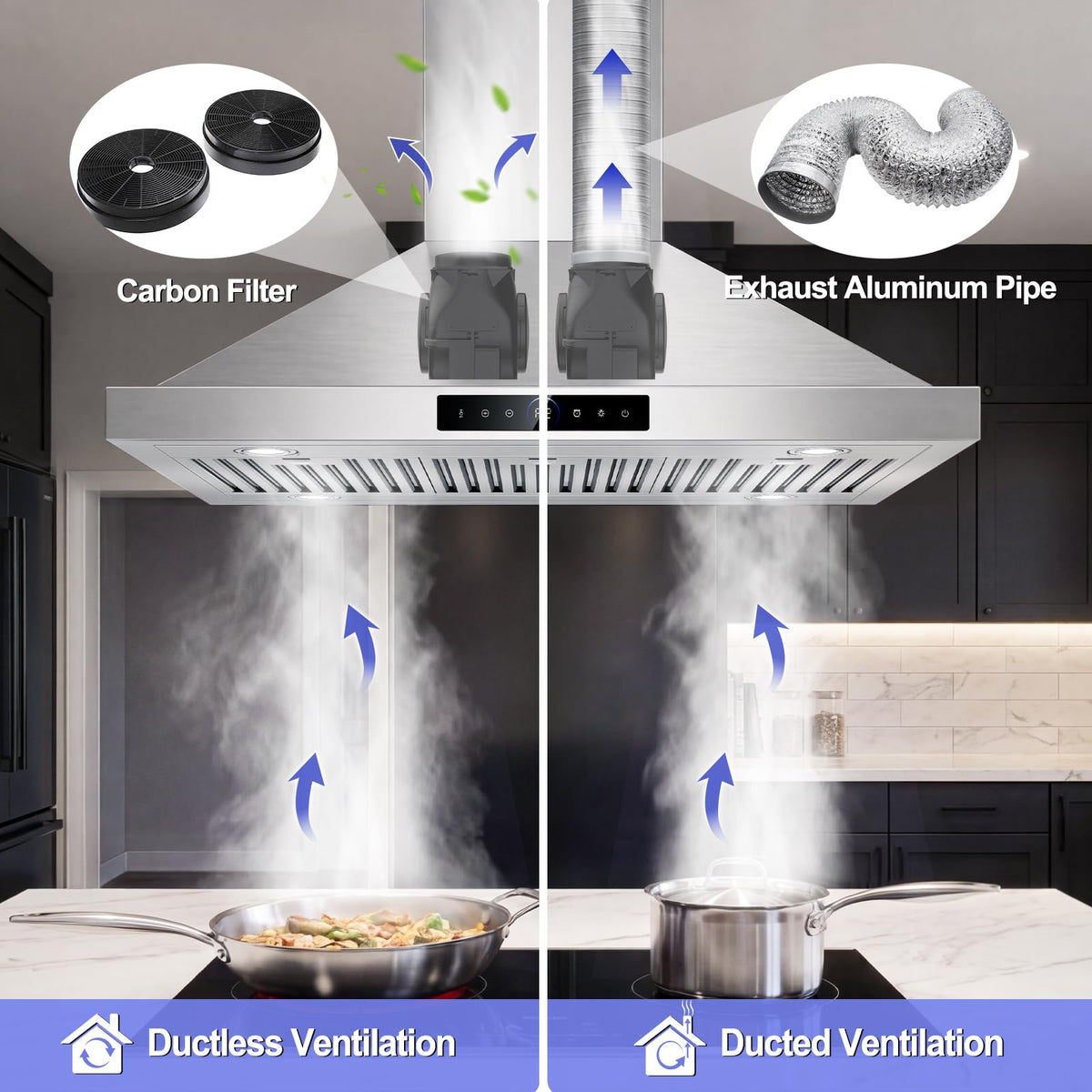 42 inch Range Hood Under Cabinet 1200 CFM Stainless Steel Stove Vent Hoods