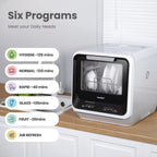 COMFEE' Portable Mini Dishwasher Countertop with 1.32Gal Built-in Water Tank for Apartments& RVs, No Hookup Needed, 6 Programs, 360° Dual Spray, 162℉ High-Temp& Air-Dry Function