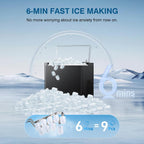 Countertop Ice Makers Machine, Portable Ice Machine Producing 9 Ice Cubes Within 6 Mins, Bullet Ice Available in Two Sizes(S/L), Compact Mini Ice Maker Appliance for Home Kitchen Camping （Ebony）
