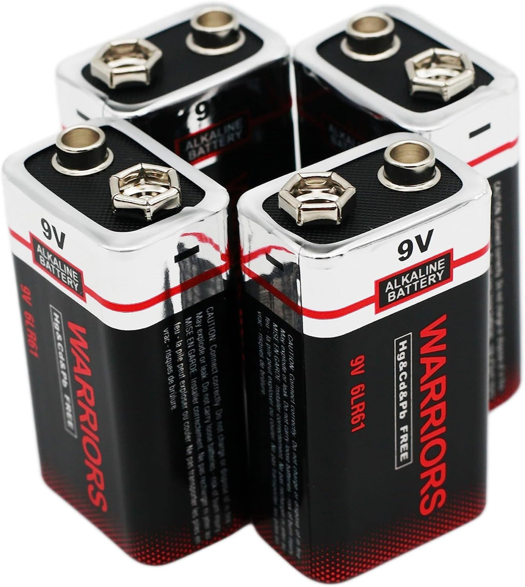 Warriors 2X 9V Alkaline Batteries, 6LR61, Long Lasting Power
