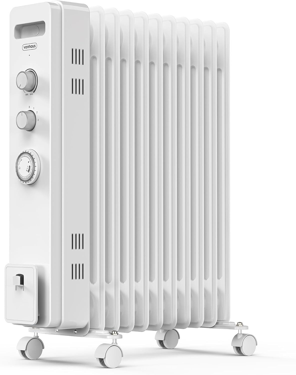 VonHaus Oil Filled Radiator 11 Fins – 2500W, 3 Heat Settings, 24 Hour Timer