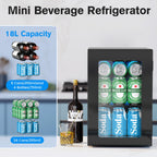 Electactic 48 Can Beverage Refrigerator,12 Bottle Wine Cooler with Seamless Stainless Steel & Glass Door, Digital Temperature Display, Countertop Mini Fridge for Soda, Wine or Beer, Silver