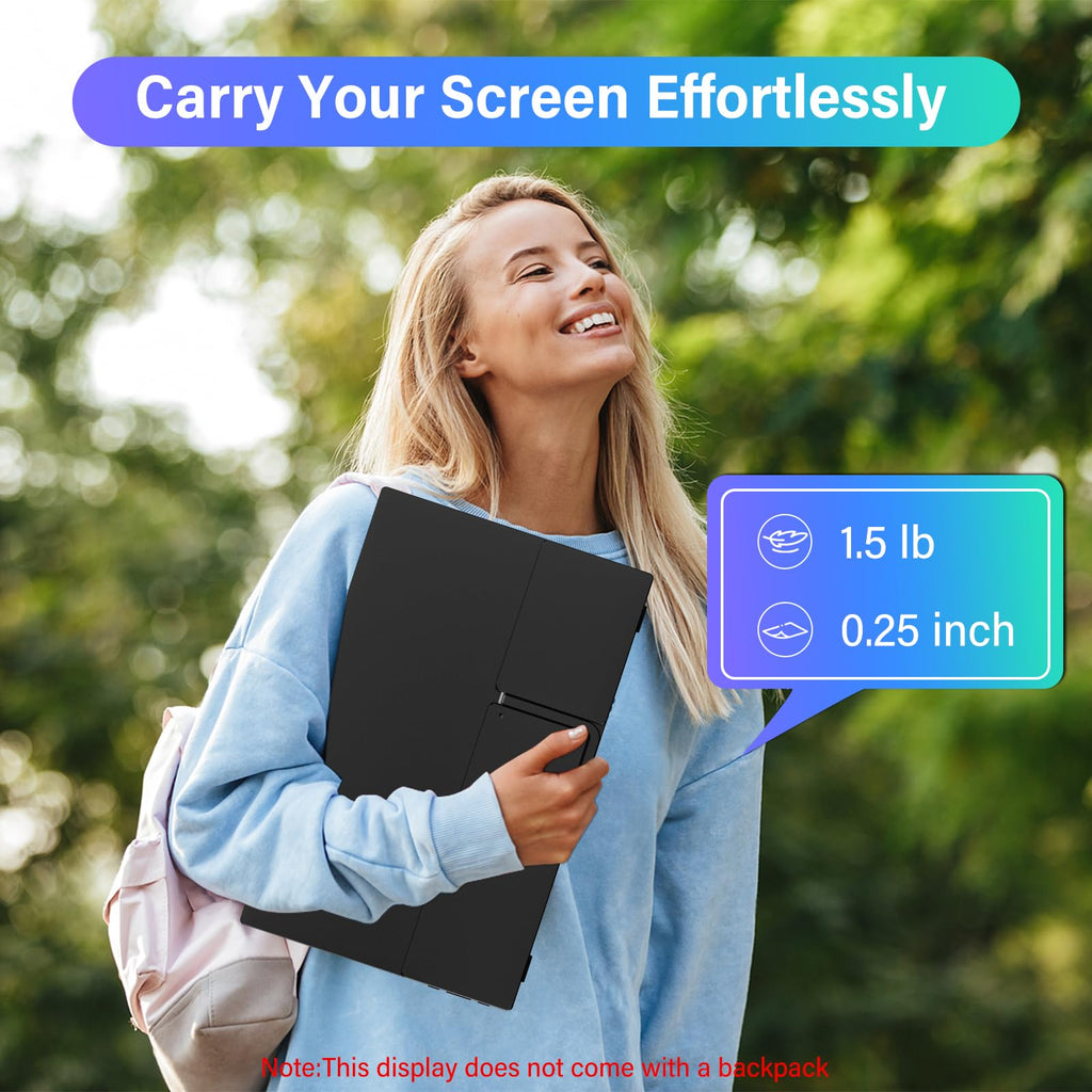 InnoView Portable Monitor, 15.6 Inch FHD 1080P HDMI USB C Second External Monitor for Laptop, Desktop, MacBook, Phones, Tablet, PS5/4, Xbox, Switch, Built-in Speaker with Protective Case