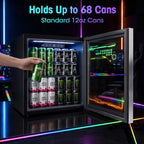 2.5 Cu.Ft Beverage Fridge, Glass Door Mini Fridge, Silver, 96 Can