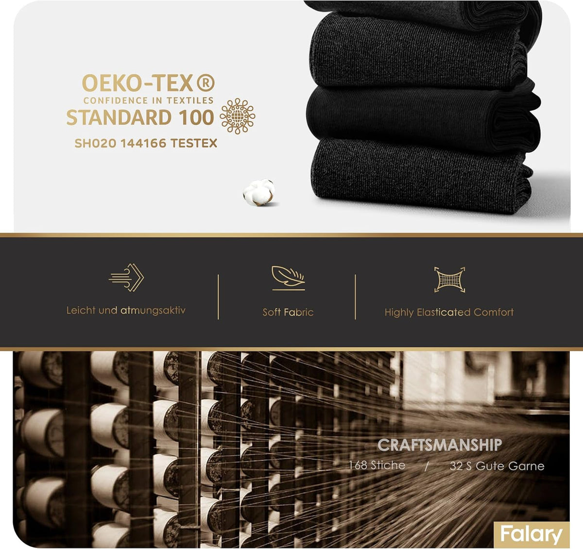 FALARY 12 Pairs Black Mens Socks, Plain Cotton Socks for Men & Women