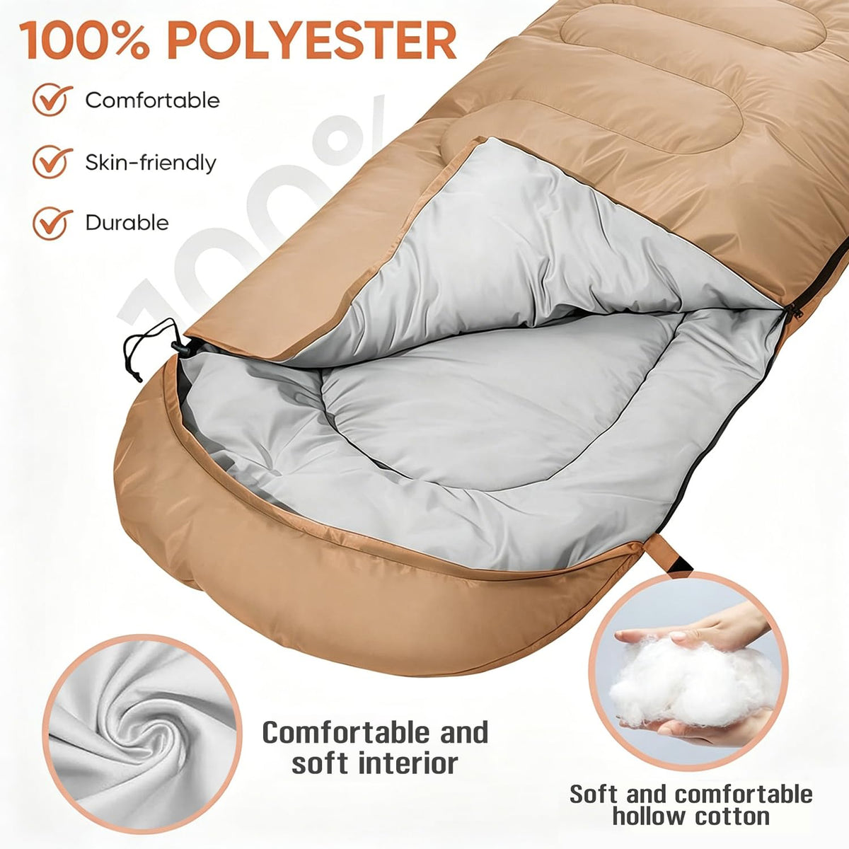 Sleeping Bag for Camping,Sleeping Bags for Adults Backpacking Waterproof,3 Seasons Adult Blanket,Small Packed Ultralight Carry Bag, Soft,Thick and Warm,for Outdoor Camping,Travel,Hiking