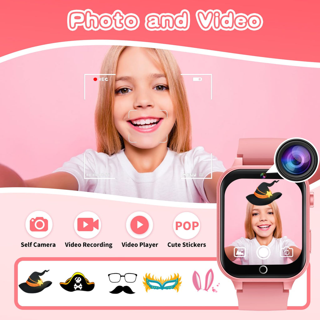 Kids Smart Watches Girls Age 5-12, 26 Games High-Resolution Touchscreen Kids Watch with Video Camera Music Player Pedometer Flashlight 12/24 hr Educational Toys Birthday Gifts for Girls Ages 6 7 8