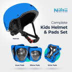 Niftii Bike Helmet & Pads Set for Kids - Cycling Skateboard Ages 3-15