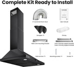 VIKIO HOME 36 Inch Wall Mount Range Hood 580CFM Low Noise Touch Control