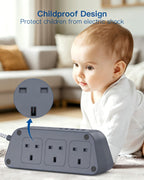 Extension Lead with USB Slots, 6 Way Outlets 5 USB (5A, 3 USB- C Port),1.6M