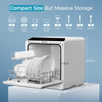 EUHOMY Countertop Dishwasher Portable, 6 Programs with 40 dB, No Hookup