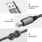 RAVIAD USB Printer Cable 2M, USB 2.0 Type A Male to B Male Nylon Braided
