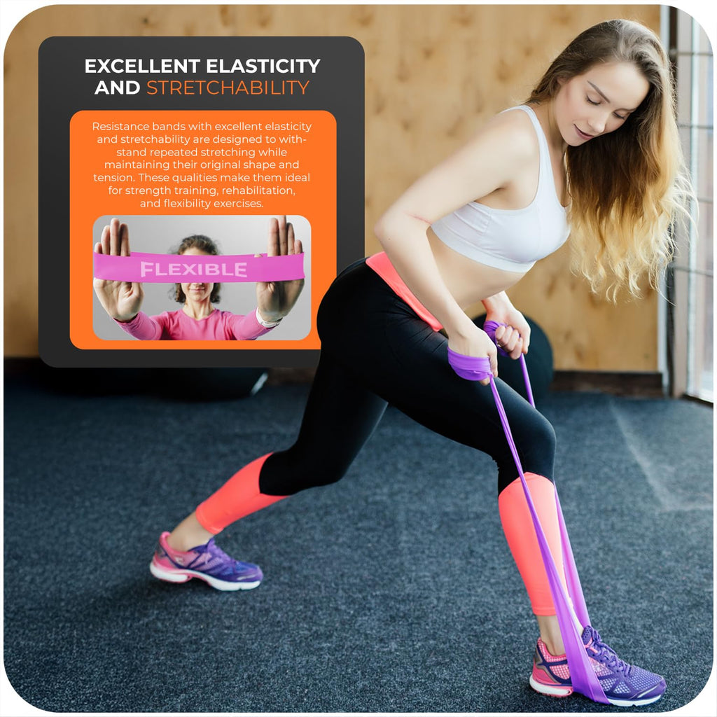 Active 100 Resistance Bands, Set of 5 Different Levels, Exercise Band for Home Gym, Training and Yoga with Carrying Bag