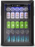 Feelfunn 2.6CuFt Beverage Refrigerator, 95 Can Mini Fridge with Glass Door